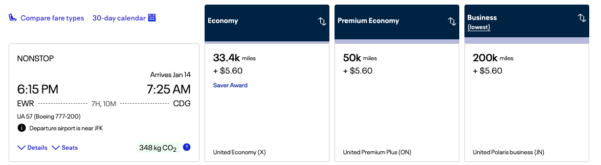 united airlines website screenshot